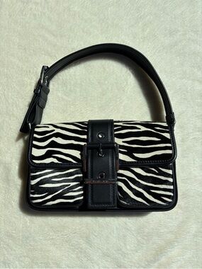 Michael Kors Zebra-Print Black & White Calfskin Shoulder Bag